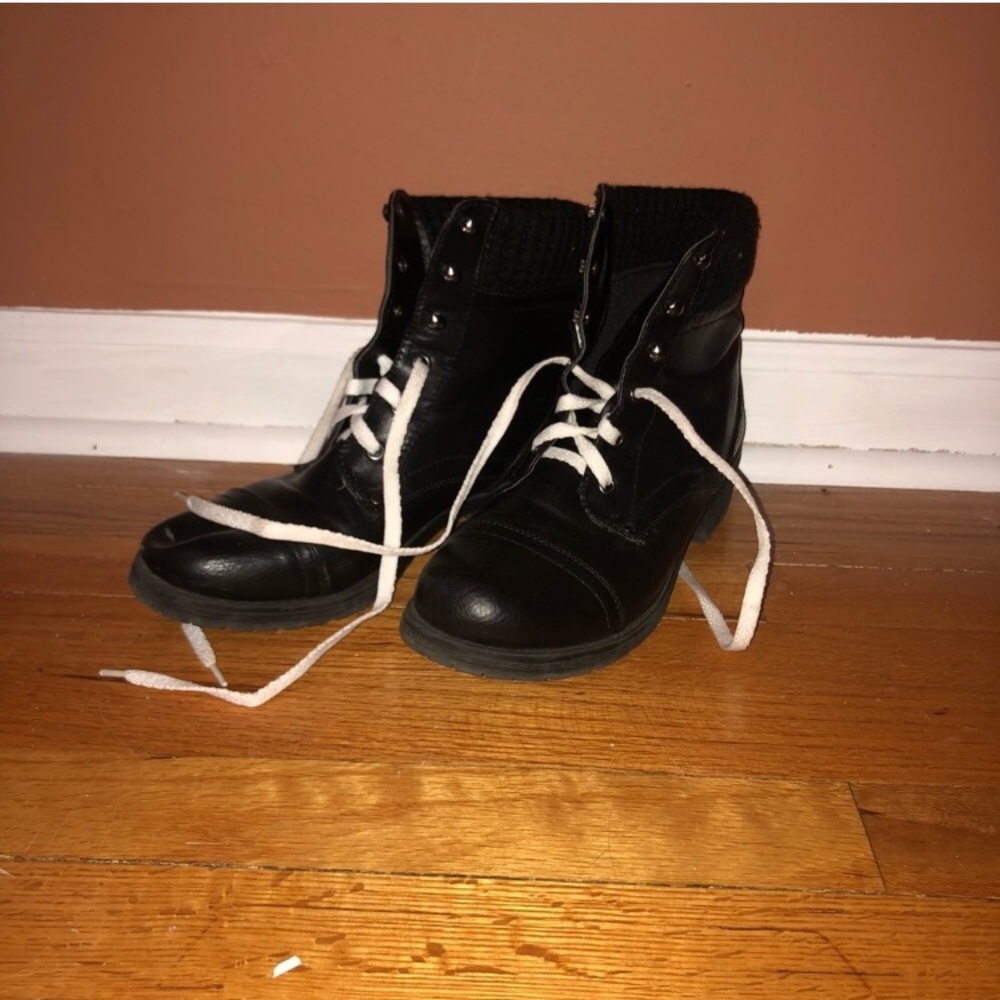 Black combat boots